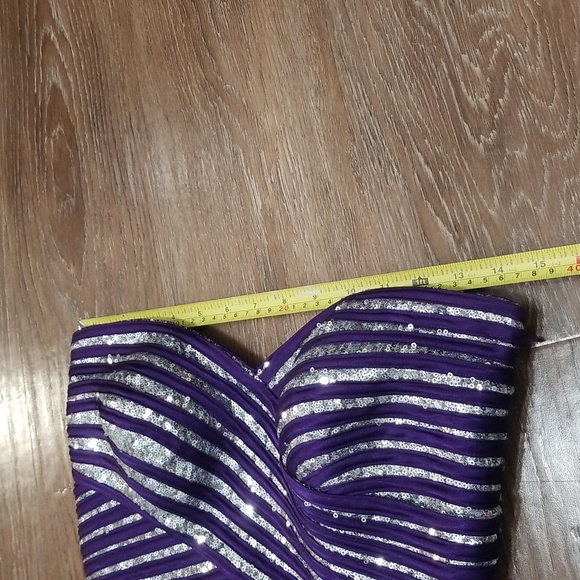 (5/6) LE CHÂTEAU Sequined Empire Waist High Low Jewel Tone Dress Prom Graduation - Picture 6 of 11